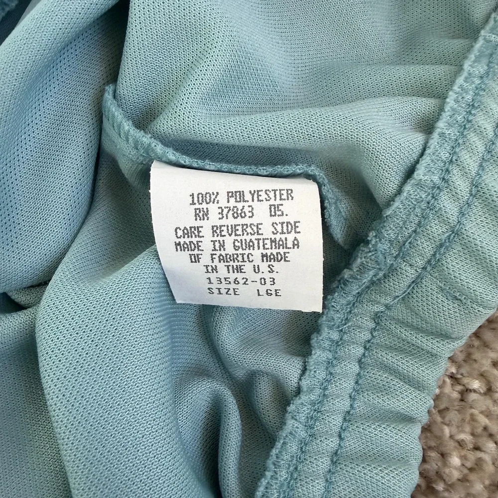 Vintage Blair Jacket Pants Set Womens Large Blue Knit Elastic Waist Short Sleeve